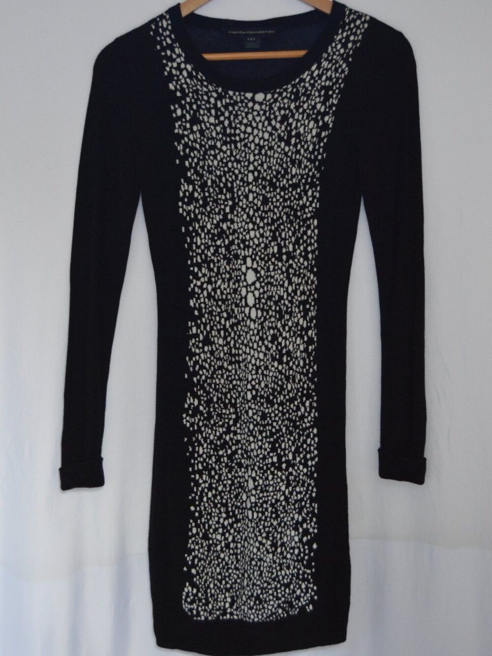 French Connection Black Long Sleeve Sweater Dress
